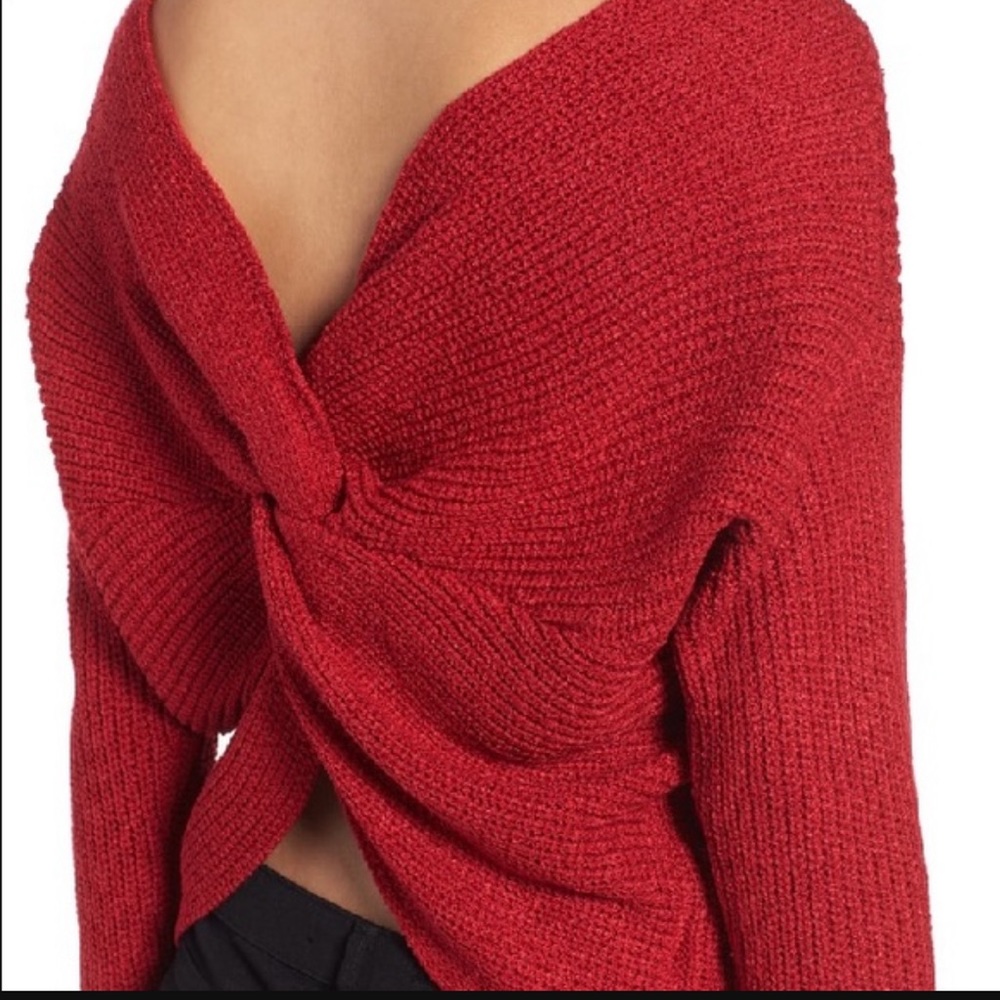Astr the Label Twist Back Sweater Red - XS